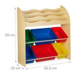 Kinderregal mit Aufbewahrungsboxen Blau - Braun - Rot - Holzwerkstoff - Metall - Kunststoff - 83 x 89 x 32 cm