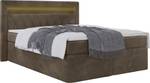 Boxspringbett mit Topper und Led LEVINO Braun - 140 x 120 cm - H4