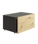 Table Basse Extensible L74 - 125cm Slide Noir - Imitation chêne