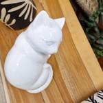 Statue petit chat blanc H23 cm - CAT Blanc - Porcelaine - 20 x 23 x 12 cm
