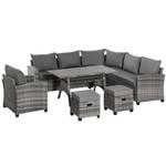 Garten-Sitzgruppe (7-tlg.) 860-191 Grau - Polyrattan - 65 x 71 x 136 cm