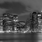 Tableau new york panorama city lights 80 x 30 cm - Métal