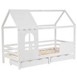 Hausbett Kinderbett Thalassas Ⅴ Braun - Weiß - Holzwerkstoff - Metall - Massivholz - Holzart/Dekor - 96 x 160 x 203 cm