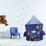 Kinderzelt mit Weltraum Motiv Blau - Gelb - Kunststoff - Textil - 135 x 142 x 104 cm