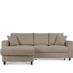 Ecksofa EGRET Beige - Armlehne beidseitig montierbar - Ecke davorstehend links - Ottomane davorstehend links