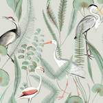 Papier peint oiseaux herons Vert - Papier - 53 x 1000 x 1 cm