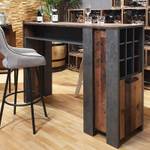 Table de bar 1 porte 9 niches - BUCK Marron - En partie en bois massif - 152 x 118 x 47 cm