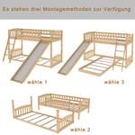 Etagenbett FunyCHANGEⅠ Beige - Holzwerkstoff - Massivholz - Holzart/Dekor - 253 x 133 x 208 cm