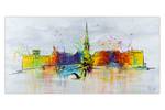 Bild gemalt  Zurich Skyline Silhouette Grau - Massivholz - Textil - Holz teilmassiv - 120 x 60 x 4 cm