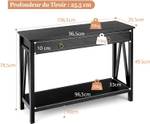 Table Console 2 Tiroirs VH32256NWFR Noir - Bois manufacturé - 36 x 78 x 107 cm