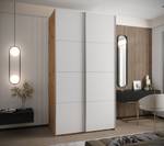 Armoire Lux 1 Imitation chêne - Argenté - Blanc - Largeur : 140 cm