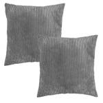 Lot 2 coussins velours côtelé gris Gris - Textile - 45 x 45 x 10 cm