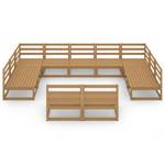 Garten-Lounge-Set (11-teilig) 3009757-1 Braun - Massivholz - Holzart/Dekor - 70 x 67 x 70 cm