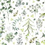 Papier Peint PLANTES Feuilles Nature Vert - Blanc - Papier - Textile - 53 x 1000 x 1000 cm