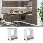 Meuble bas four R-Line, plan de travail Marron foncé - Blanc