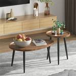 Lot de 2 Table Basse Lux Marron - En partie en bois massif - 55 x 49 x 80 cm