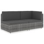 Gartensofa (2-teilig) 3001946-4 Grau - Metall - Polyrattan - 58 x 52 x 65 cm