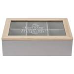 Teebox aus Holz, Teekiste, 24 x 17 x7 cm Grau