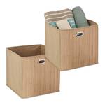 2x paniers de rangement en bambou haut Beige - Marron clair