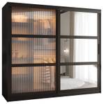 ARMOIRE À PORTES COULISSANTES FLUTES Largeur : 200 cm - Noir