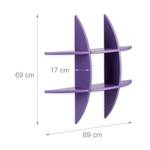 Rundes Wandregal mit 6 Fächern Violett - Holzwerkstoff - 69 x 69 x 17 cm