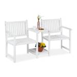 Banc de jardin avec table blanc Blanc - Bois manufacturé - 161 x 86 x 61 cm