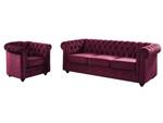 Couchgarnitur CHESTERFIELD 2er-Set Bordeaux