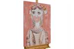 Tableau Mysterious Princess Rose foncé - Blanc - Bois massif - Textile - En partie en bois massif - 60 x 90 x 4 cm