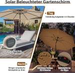 Ø300cm Sonnenschirm mit 112 LED-Leuchten Beige - Kunststoff - 300 x 258 x 300 cm