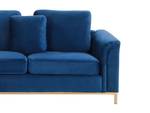 Ecksofa OSLO Blau - Dunkelblau - Armlehne davorstehend links - Ecke davorstehend rechts - Mit Kissen - Textil