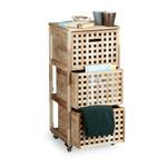 Rollcontainer 3 Fächer Walnuss Braun - Holzwerkstoff - 41 x 92 x 41 cm