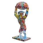 Statue chien ballon rugby cartoon H32cm Porcelaine - 15 x 32 x 10 cm