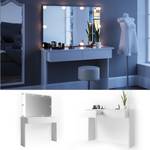 Coiffeuse Azuravec miroir et LED Blanc - Bois manufacturé - 120 x 153 x 40 cm