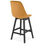 Tabouret De Bar MORISS Noir - Jaune moutarde - Chêne foncé