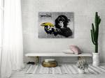 Tableau peint Banksy's Banana Joy Jaune - Bois massif - Textile - En partie en bois massif - 100 x 75 x 4 cm