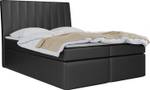 Boxspringbett mit Topper AMILA Hochglanz Schwarz - Breite: 140 cm - H3