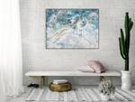 Tableau peint Poseidon's Treasure Bleu - Blanc - Bois massif - Textile - 100 x 75 x 4 cm