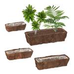 Blumenkasten 4er Set Braun - Holzwerkstoff - Naturfaser - Kunststoff - 58 x 14 x 20 cm