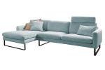 Sofa RICARDA Ecksofa Cord Hellblau - Ecke davorstehend links - Longchair davorstehend links