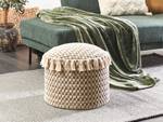 Pouf PIRAK Beige - Weiß - Naturfaser - 50 x 35 x 50 cm