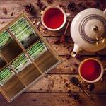 Boîte à thé bois acacia Marron - Bois manufacturé - Matière plastique - 22 x 10 x 21 cm