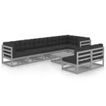 Gartenmöbel-Set (9-teilig) 3009796-2 Grau - Massivholz - Holzart/Dekor - 70 x 30 x 70 cm