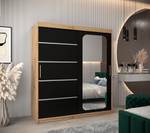 Armoire à portes coulissantes promo v2 Noir - Imitation chêne - Largeur : 180 cm - 2 porte