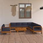 Garten-Lounge-Set (9-teilig) 3006534-10 Grau - Massivholz - Holzart/Dekor - 60 x 25 x 100 cm