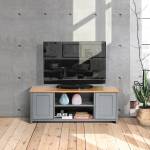 Fernsehtisch FAVRE TV STAND LONG GREY Beige - Grau - Holzwerkstoff - Holz teilmassiv - 36 x 50 x 130 cm
