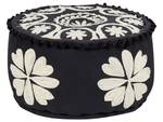 Pouf PATRI Noir - Blanc - Fibres naturelles - 50 x 30 x 50 cm