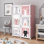 Armoire Andy rose modulable petite Blanc - Cuir synthétique - 74 x 110 x 36 cm