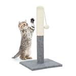 Kratzstamm für Katzen Grau - Weiß - Holzwerkstoff - Rattan - Textil - 30 x 54 x 29 cm