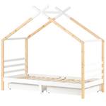 Stauraumbett HomeyⅠ Weiß - Holzwerkstoff - Massivholz - Holzart/Dekor - 96 x 183 x 210 cm