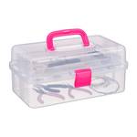 1 x Transparente Plastikbox pink